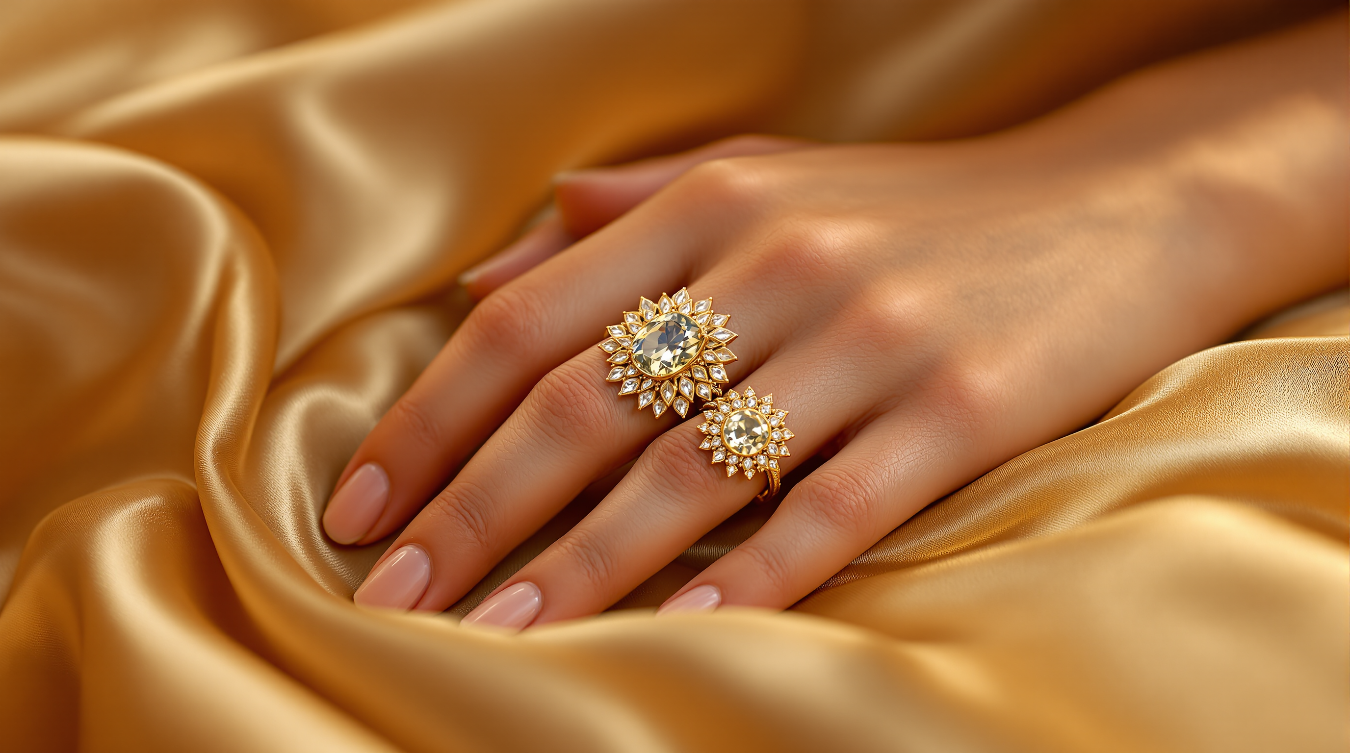 Kundan Polki Cocktail Ring - gold statement ring with center stone