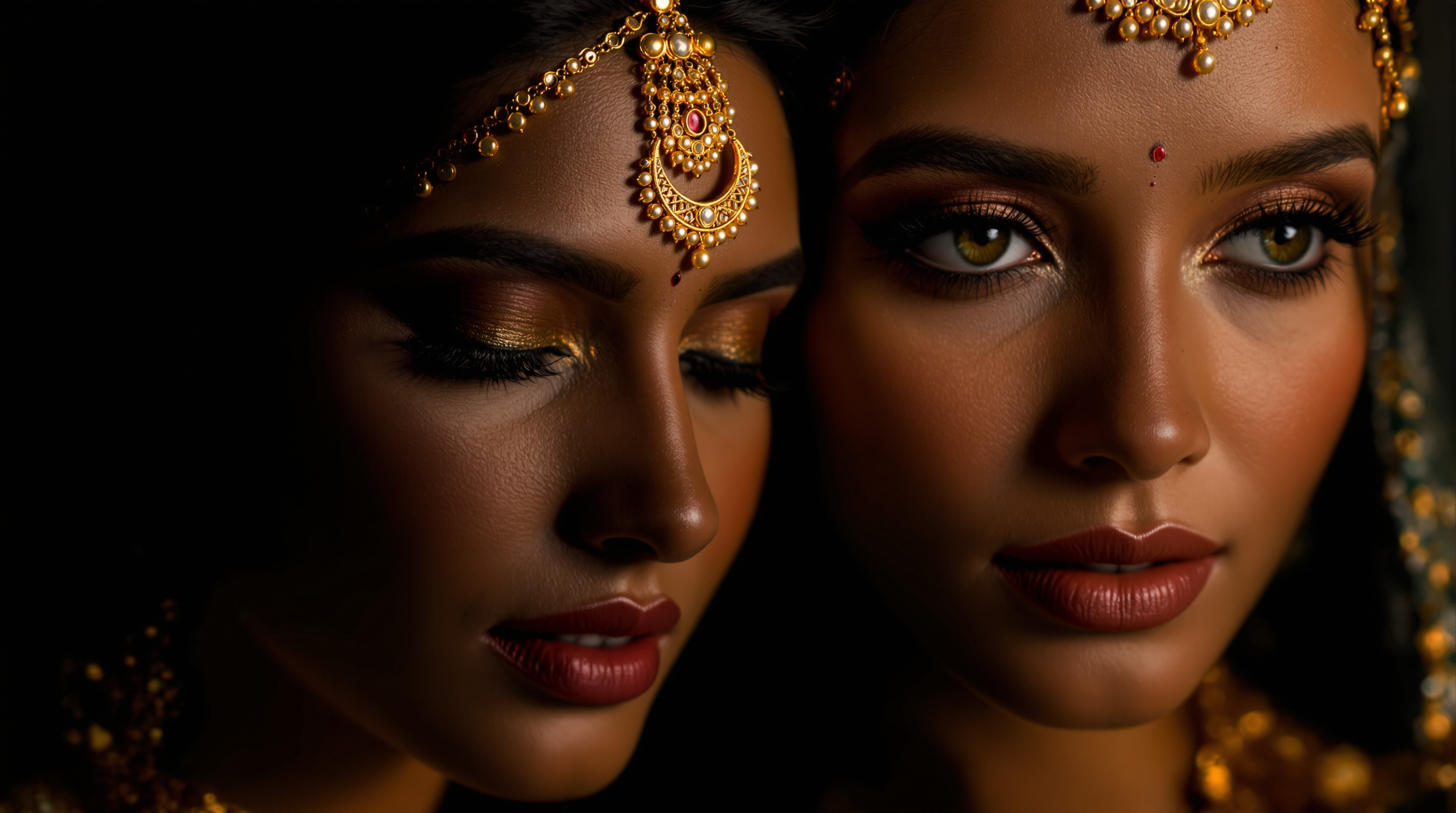 Polki Chand Tikka - gold polki crescent moon tikka