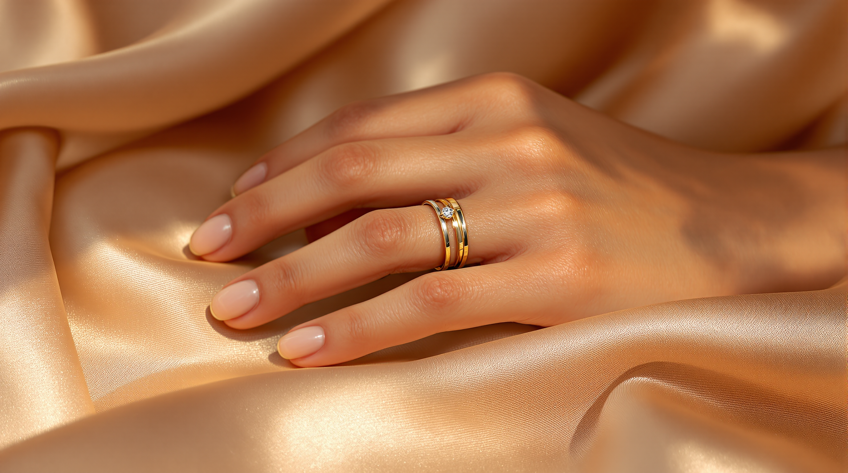 Gold Stacking Ring Set - set of thin gold stacking rings