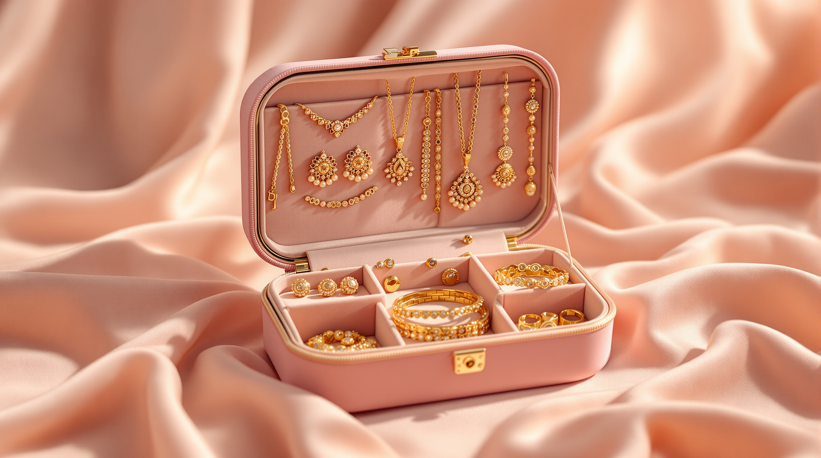 Travel Jewellery Case - portable velvet jewellery case with compartments